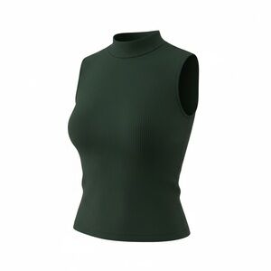 Zara Sleeveless Mock Neck Tank - Forest Green